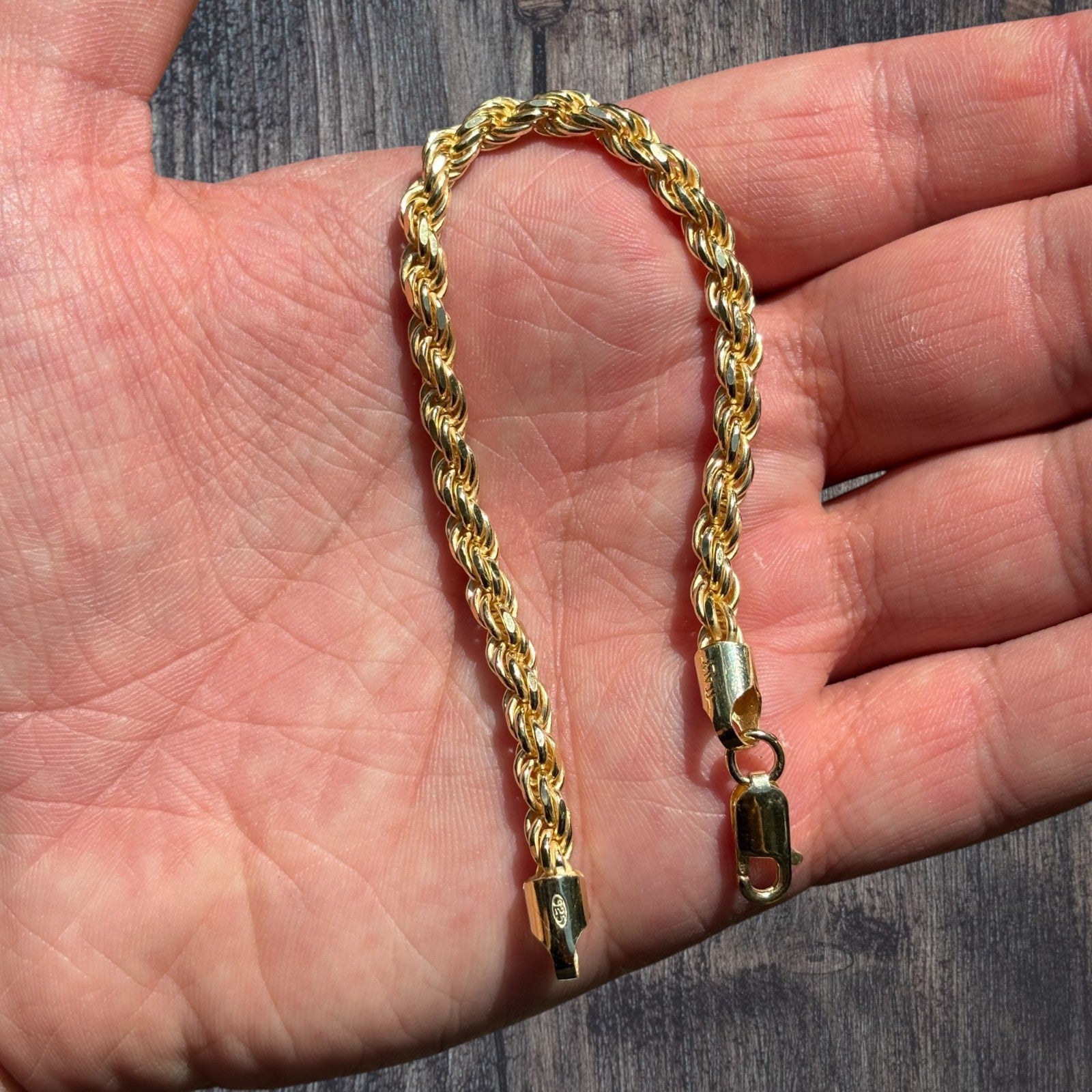 925 Sterling Silver 5mm Diamond Cut Rope Bracelet