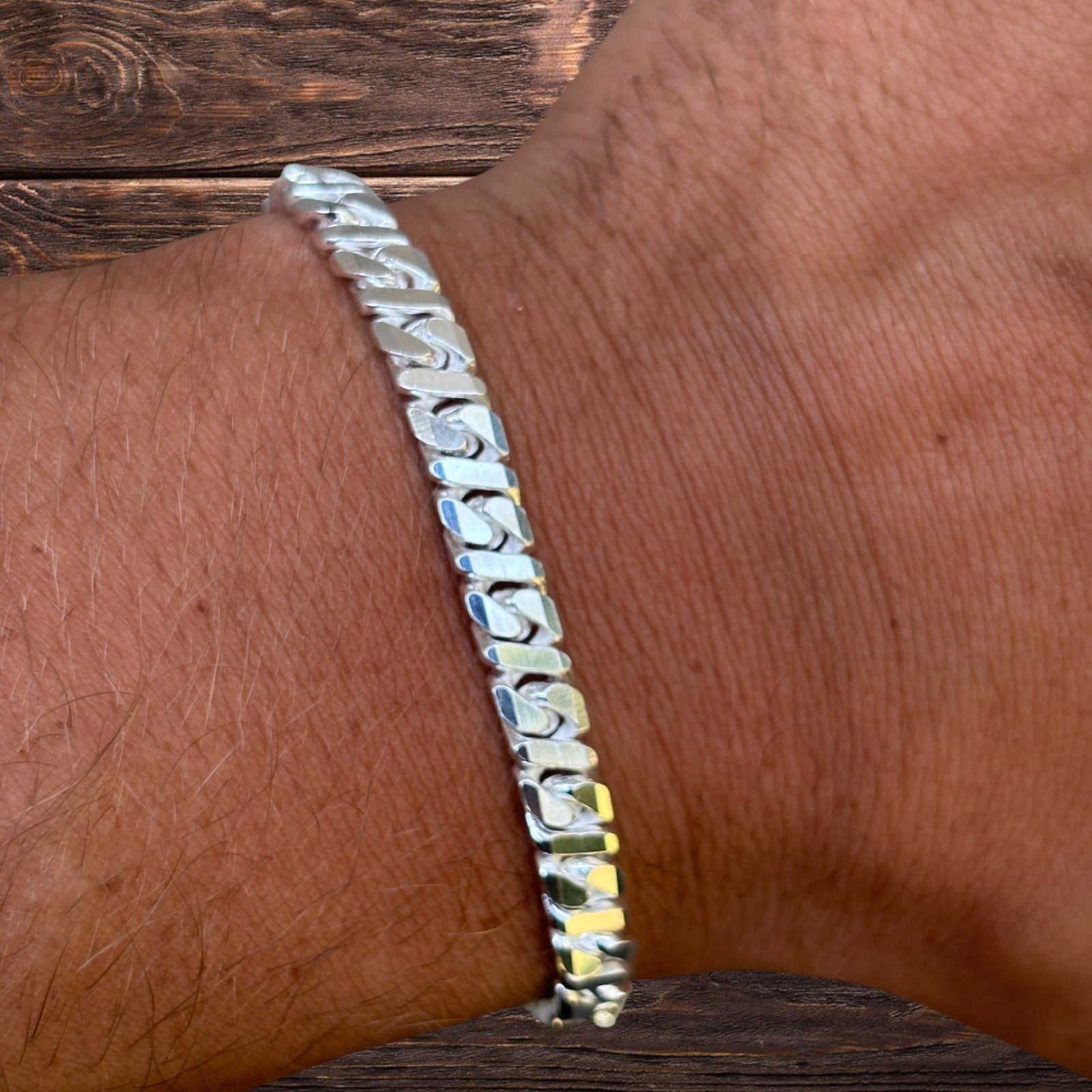 925 Sterling Silver 6mm Dollar Link Bracelet