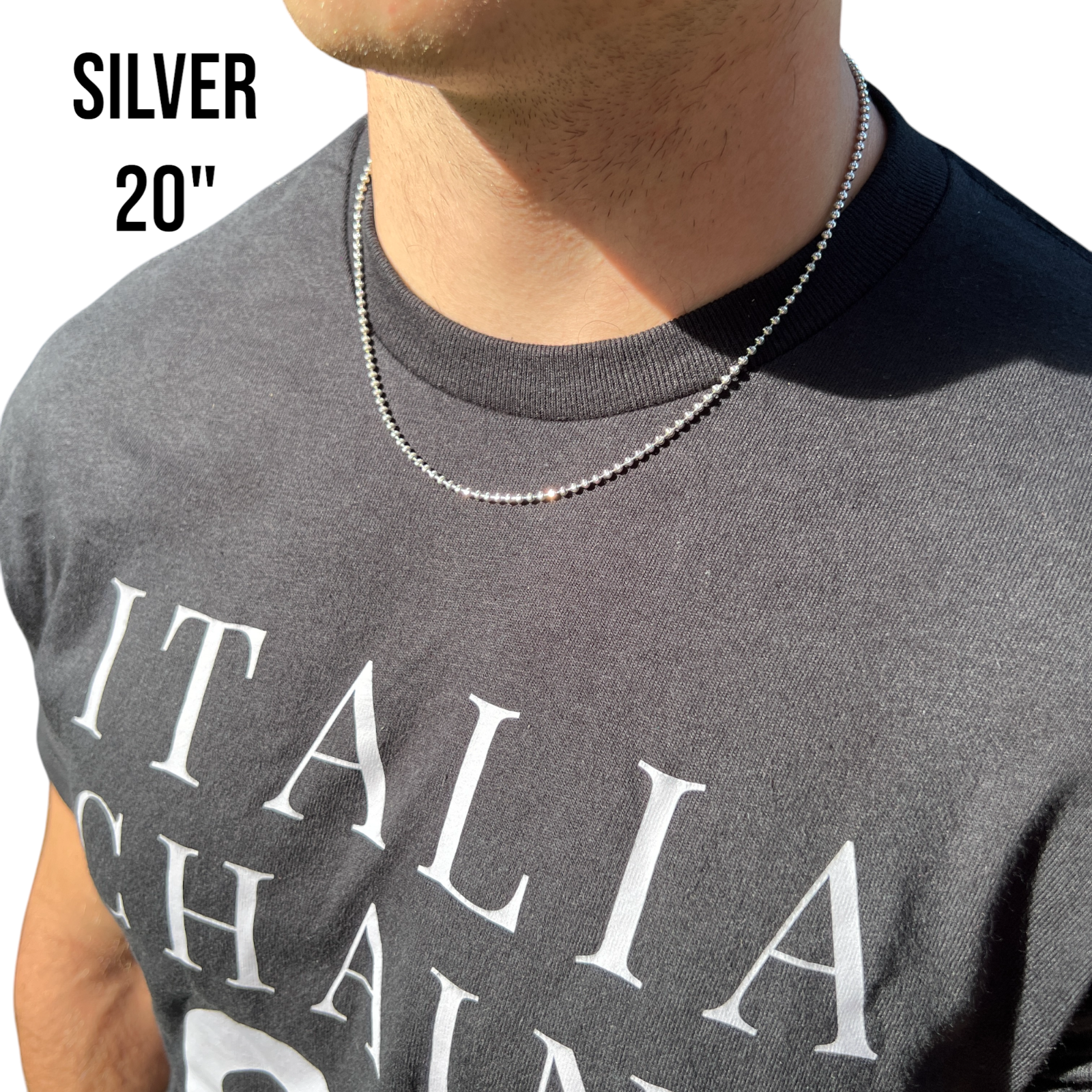 925 Sterling Silver 2.5mm Bead Chain Necklace