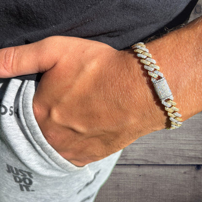 925 Sterling Silver 8mm Moissanite Cuban Prong Bracelet