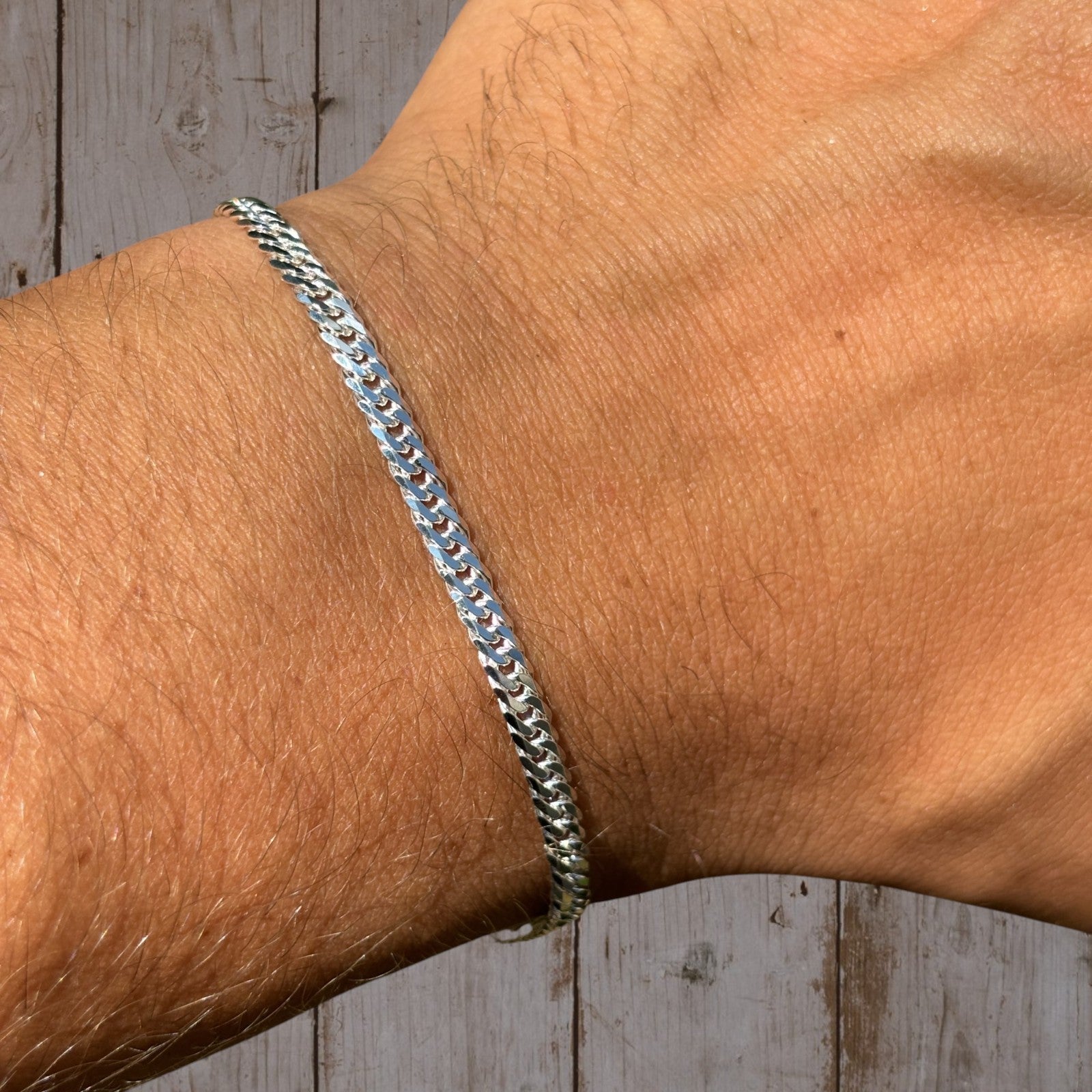 925 Sterling Silver 3.5mm Double Curb Bracelet