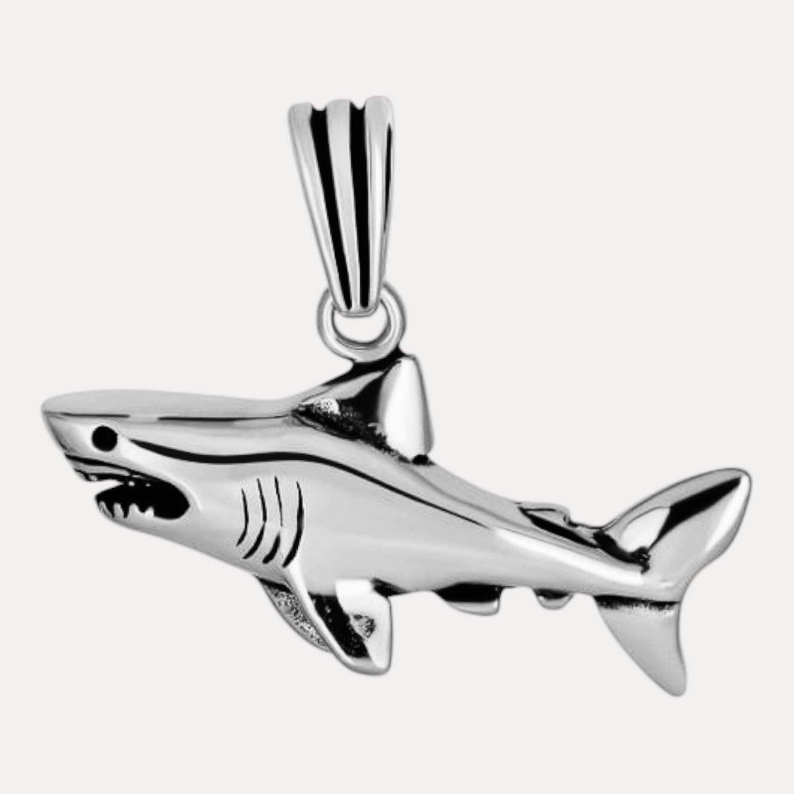 925 Sterling Silver Great White Shark Pendant