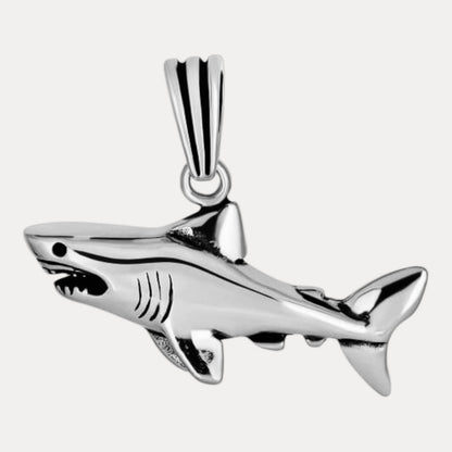 925 Sterling Silver Great White Shark Pendant