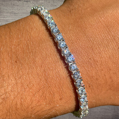925 Sterling Silver 4mm Tennis Bracelet - CZ Or Moissanite