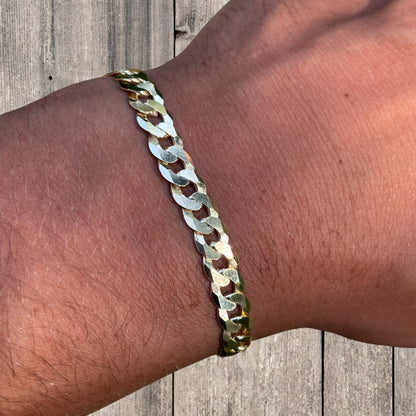 925 Sterling Silver 7mm Flat Curb Bracelet