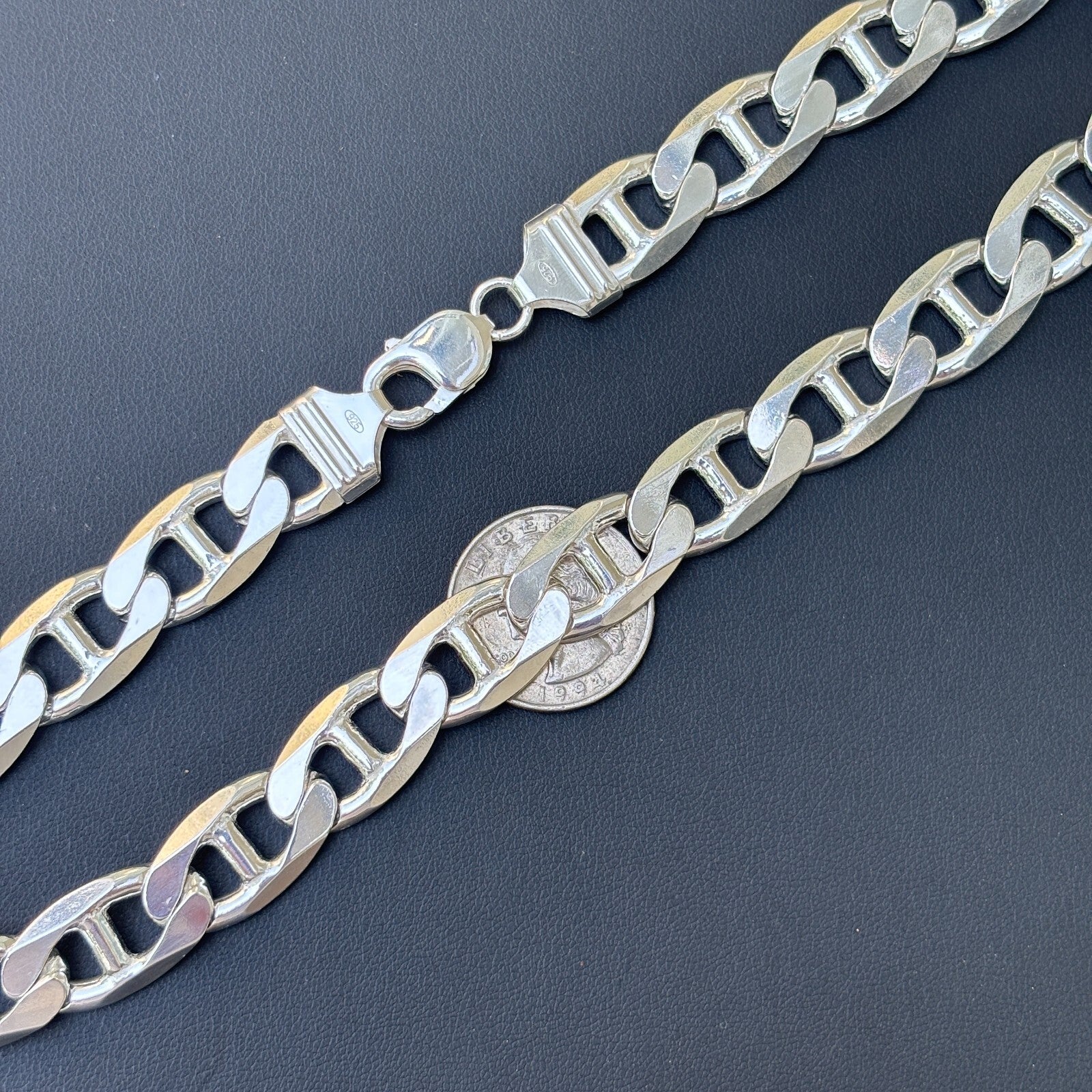 925 Sterling Silver 13mm Mariner Chain Necklace