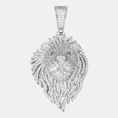 925 Sterling Silver Lion Pendant With Moissanite