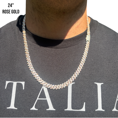 925 Sterling Silver 8mm Moissanite Miami Cuban Prong Chain Necklace