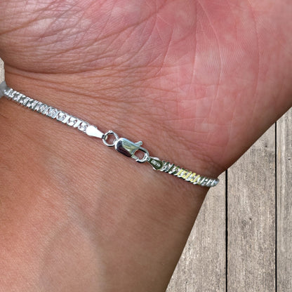 925 Sterling Silver 2.5mm Dollar Link Bracelet