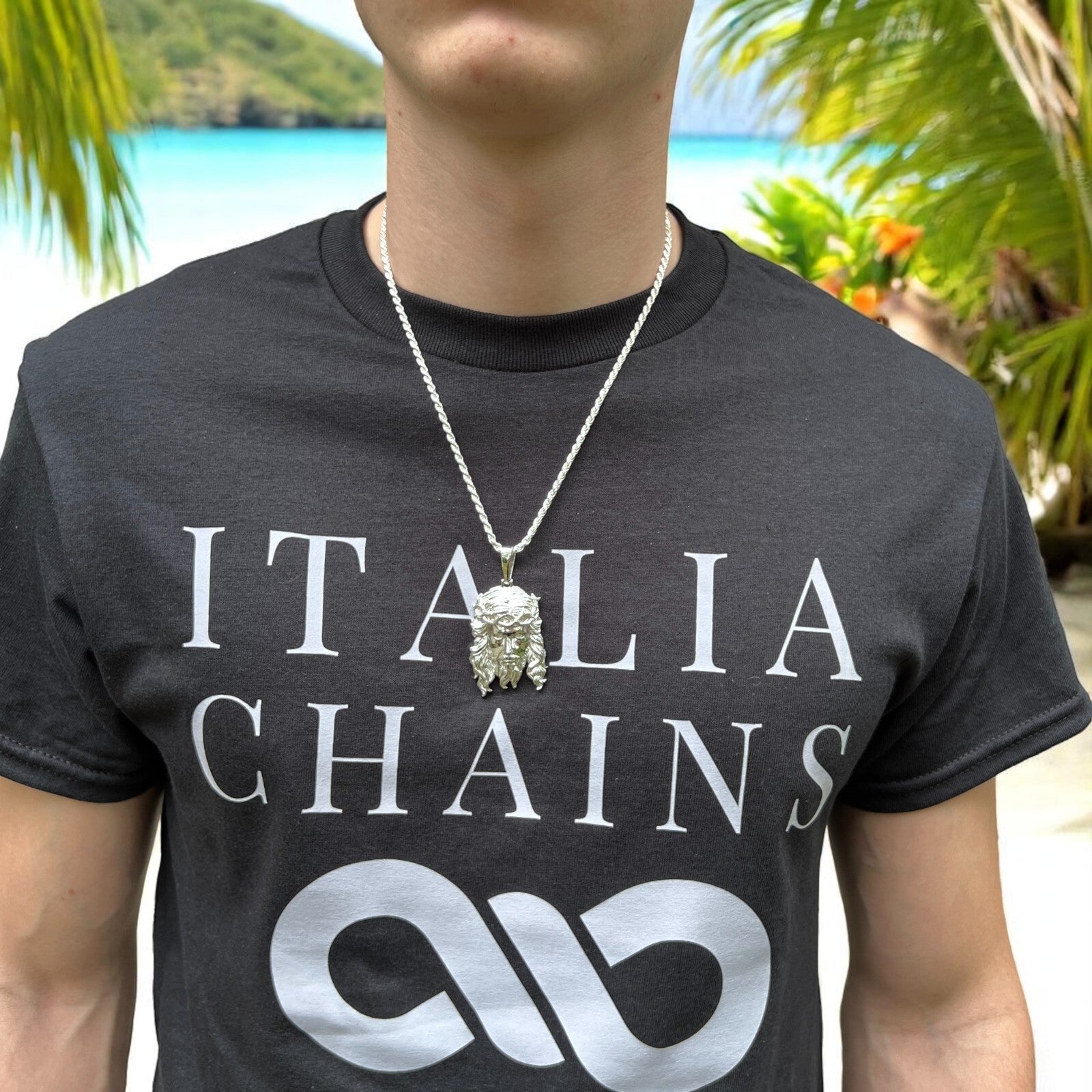 925 Sterling Silver Classic Jesus Piece Pendant - Medium