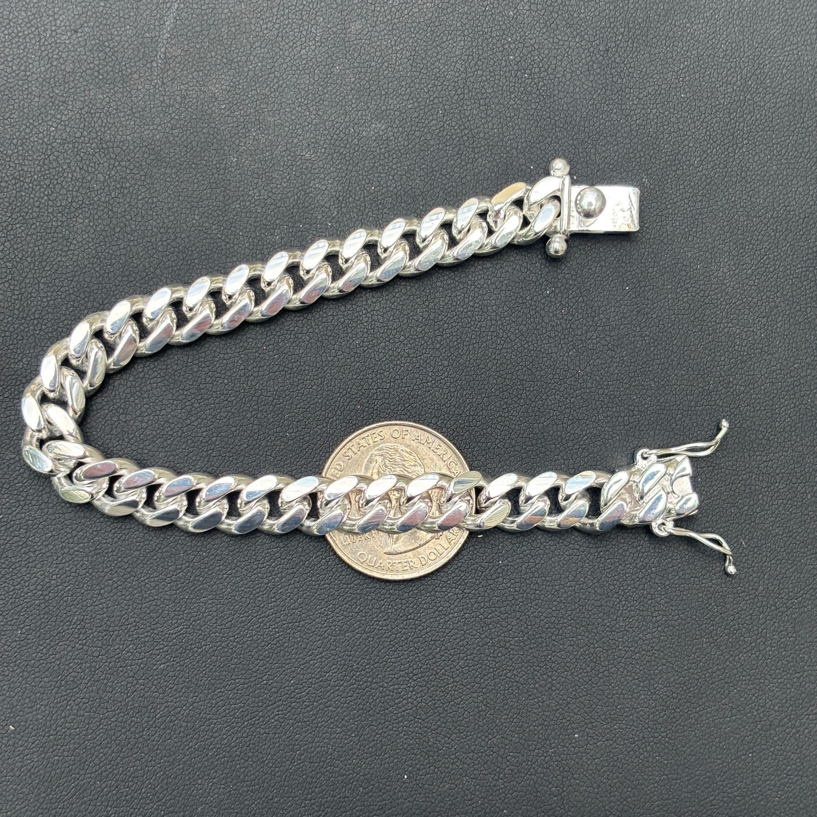 925 Sterling Silver 8mm Miami Cuban W. Box Clasp Bracelet
