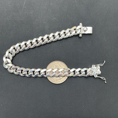 925 Sterling Silver 8mm Miami Cuban W. Box Clasp Bracelet