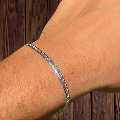 925 Sterling Silver 3mm Mariner Bracelet