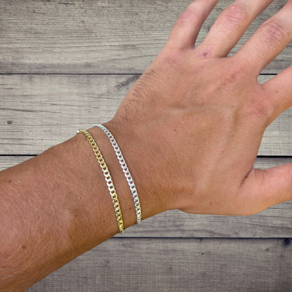 925 Sterling Silver 3mm Curb Bracelet