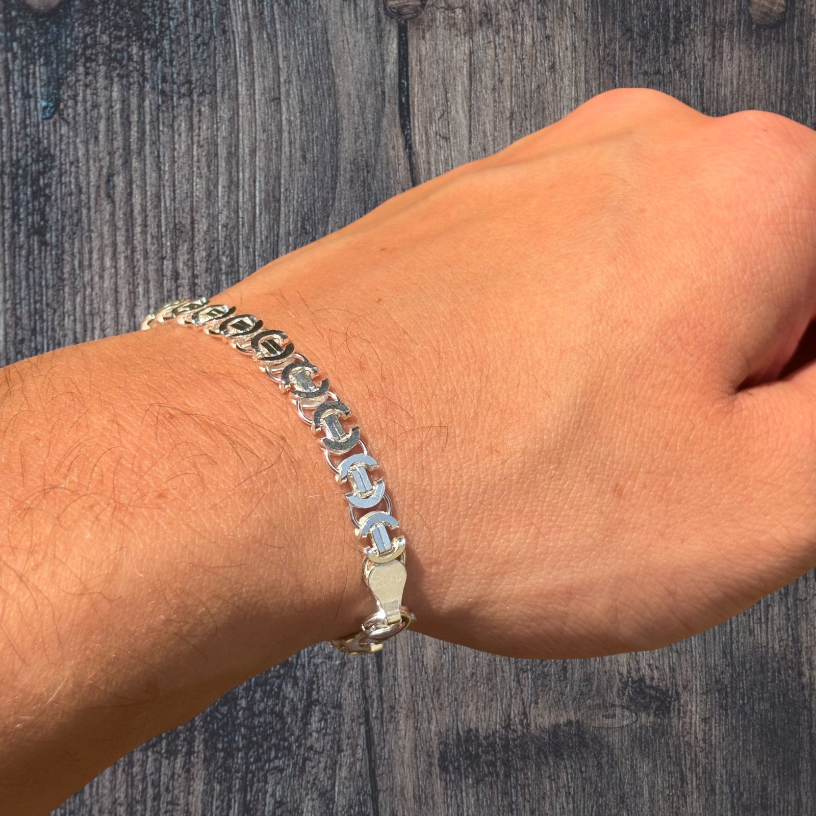 925 Sterling Silver 5mm Flat Byzantine Bracelet