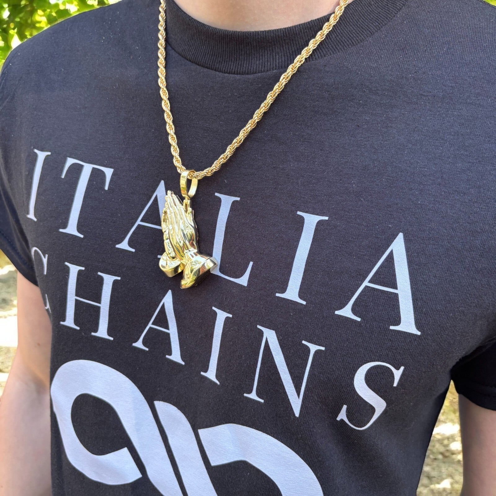 925 Sterling Silver Praying Hands Pendant - Large