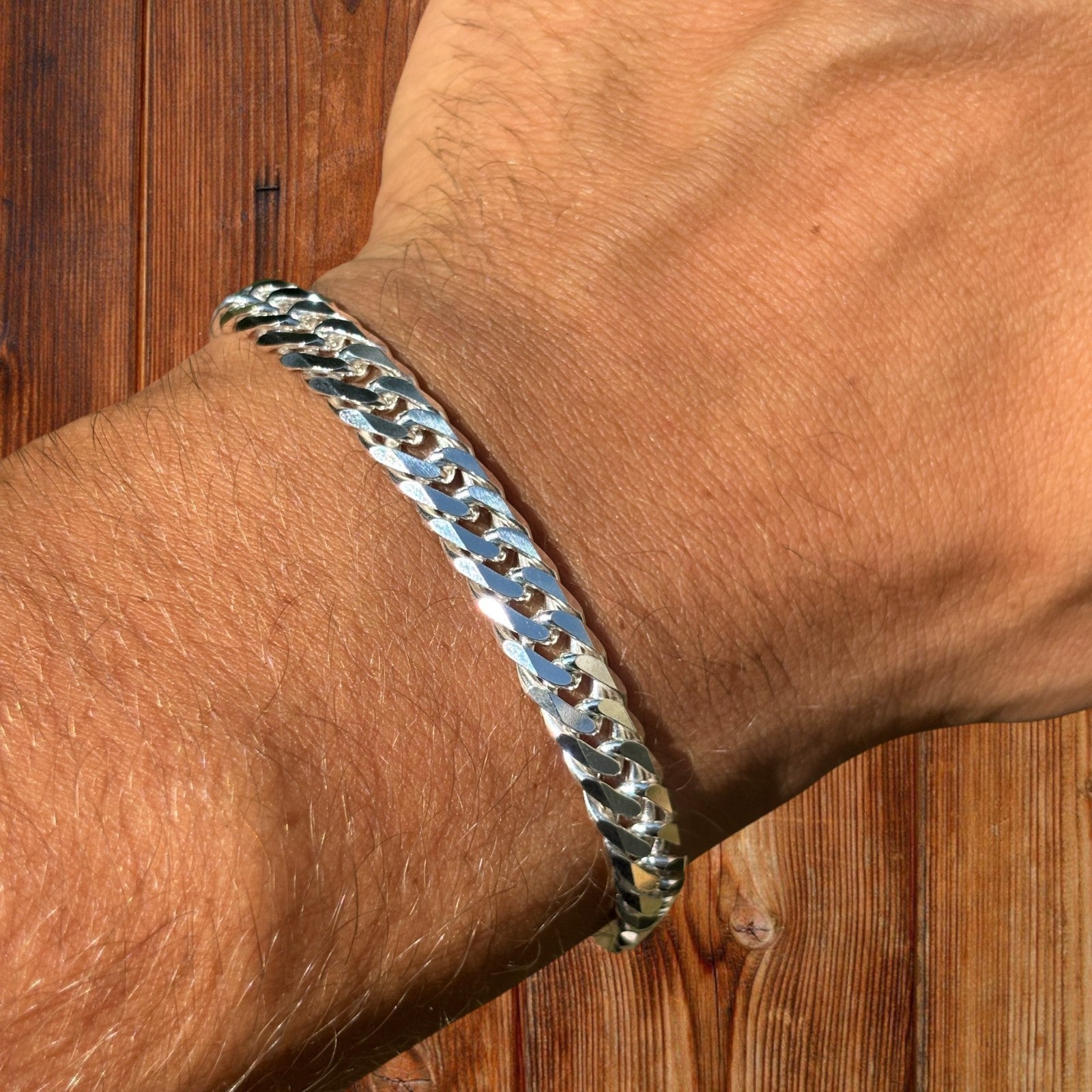 925 Sterling Silver 8mm Double Curb Bracelet