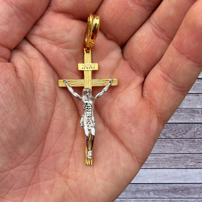 925 Sterling Silver Jesus on Wooden Cross Pendant