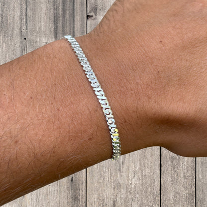 925 Sterling Silver 3.5mm Dollar Link Bracelet