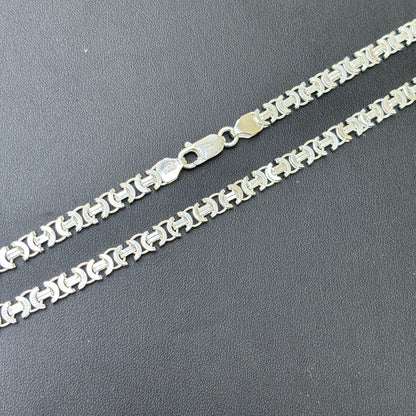 925 Sterling Silver 5mm Flat Byzantine Chain Necklace