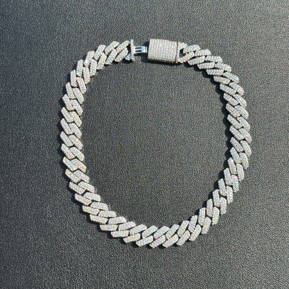 925 Sterling Silver 8mm Moissanite Cuban Prong Bracelet