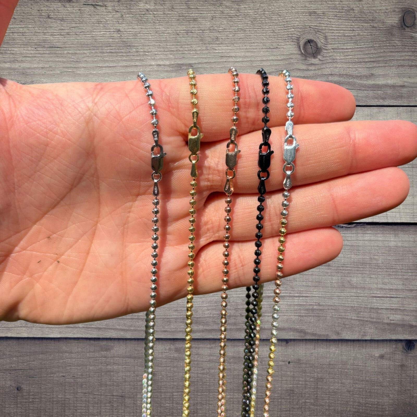 925 Sterling Silver 2.5mm Bead Chain Necklace