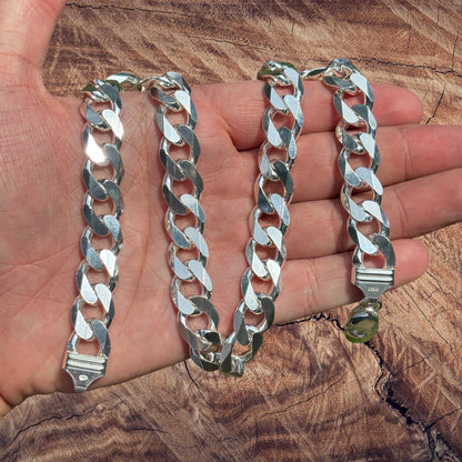 925 Sterling Silver 13.5mm Curb Chain Necklace
