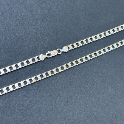 925 Sterling Silver 6mm Square Curb Chain Necklace