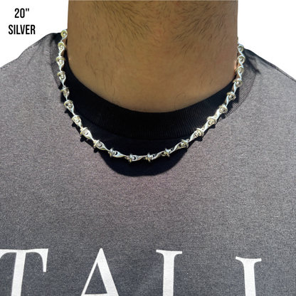 925 Sterling Silver 8mm Barbed Wire Chain Necklace