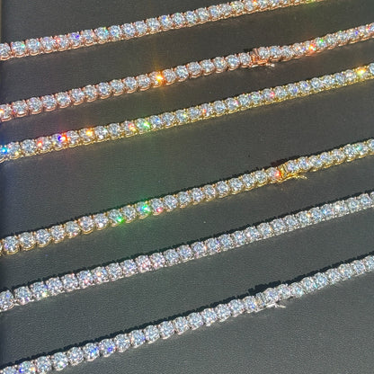 925 Sterling Silver 6mm Tennis Chain Necklace - CZ Or Moissanite