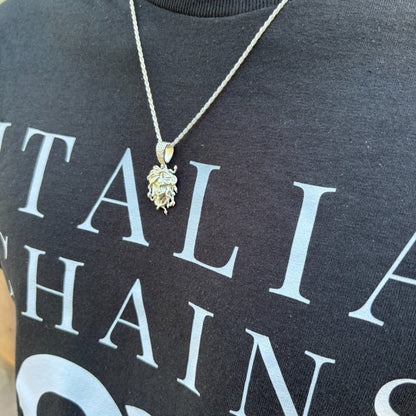 925 Sterling Silver Medusa Head Pendant With Moissanite - Small