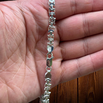 925 Sterling Silver 5mm Flat Byzantine Chain Necklace