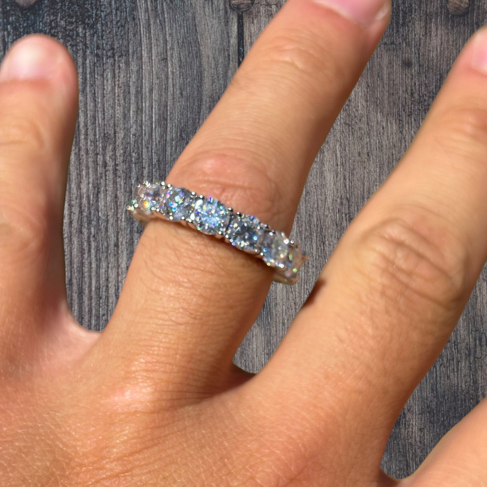 925 Sterling Silver 5mm Moissanite Wedding Band Eternity Ring