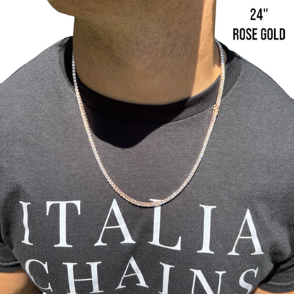 925 Sterling Silver 3mm Tennis Chain Necklace - CZ Or Moissanite