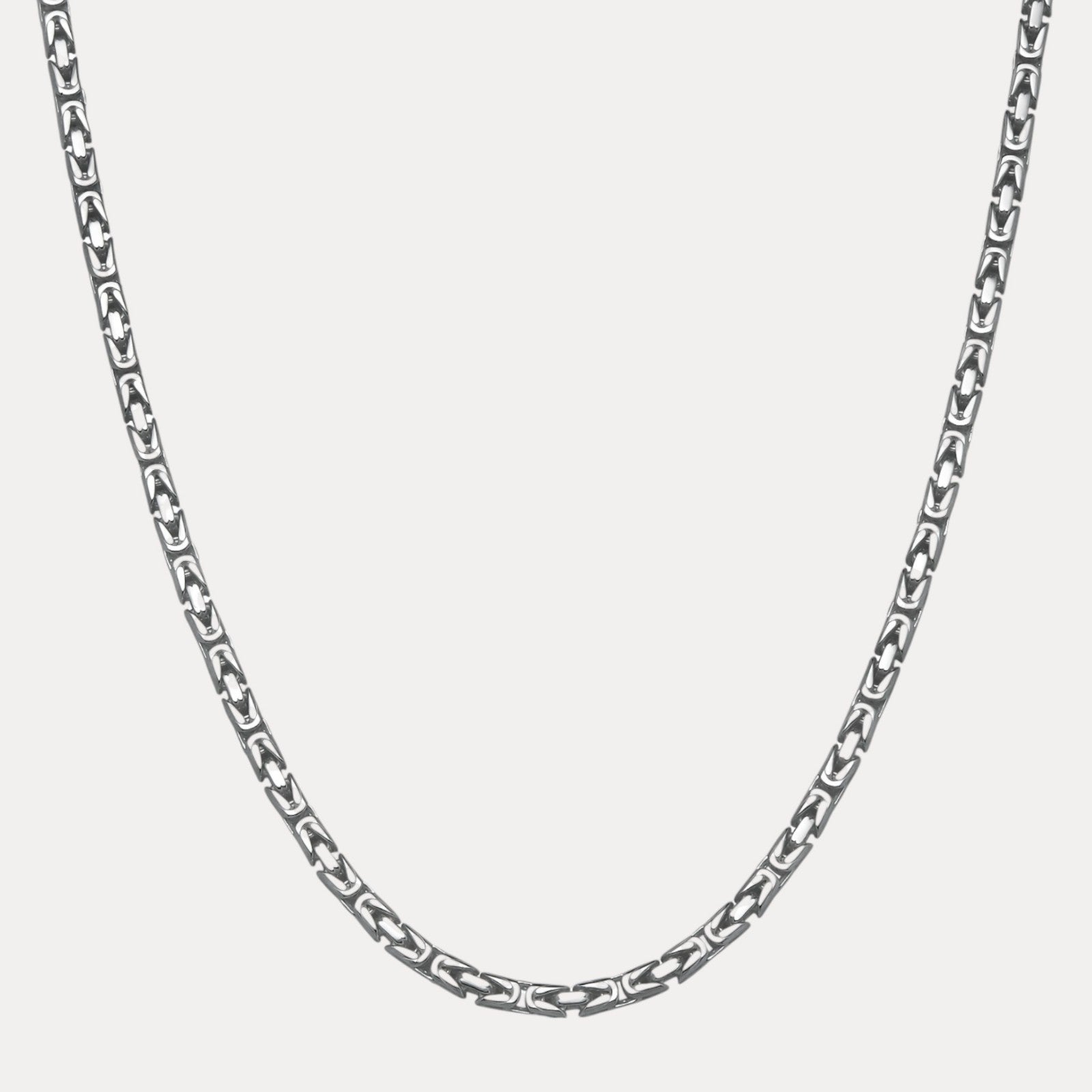 925 Sterling Silver 5mm Byzantine W. Box Clasp Chain Necklace