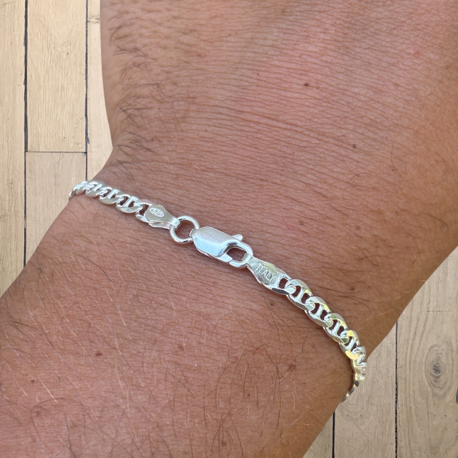 925 Sterling Silver 4mm Mariner Bracelet
