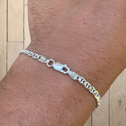 925 Sterling Silver 4mm Mariner Bracelet
