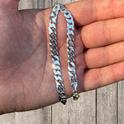 925 Sterling Silver 7mm Flat Curb Bracelet
