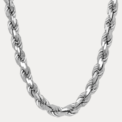 925 Sterling Silver 14mm Diamond Cut Rope Chain Necklace