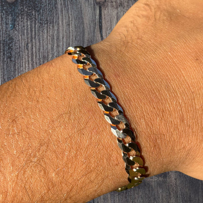 925 Sterling Silver 8mm Flat Curb Bracelet