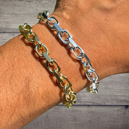 925 Sterling Silver 8mm Anchor Cable Bracelet