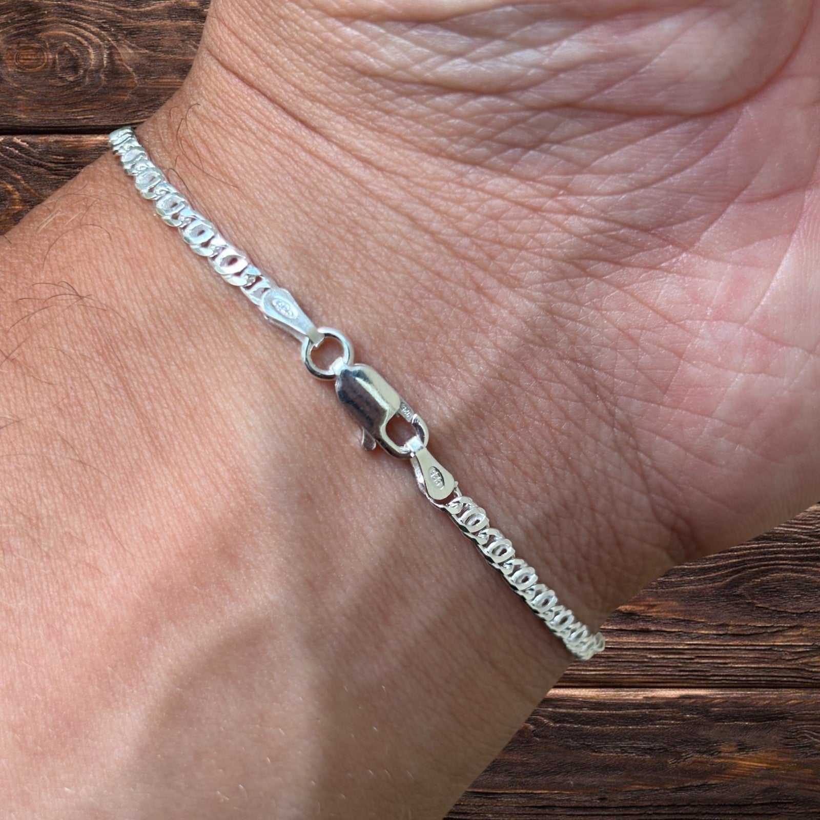 925 Sterling Silver 2.5mm Tiger Eye Bracelet