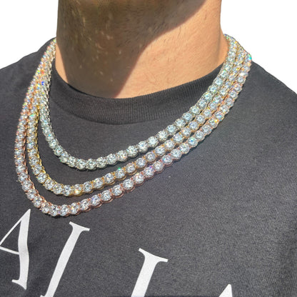 925 Sterling Silver 7mm Tennis Chain Necklace - CZ Or Moissanite