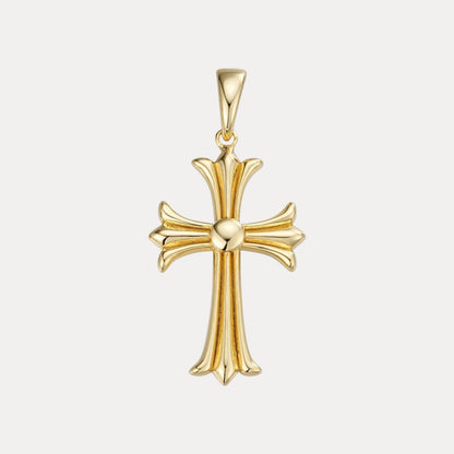 925 Sterling Silver Cross Hearts Pendant - Small