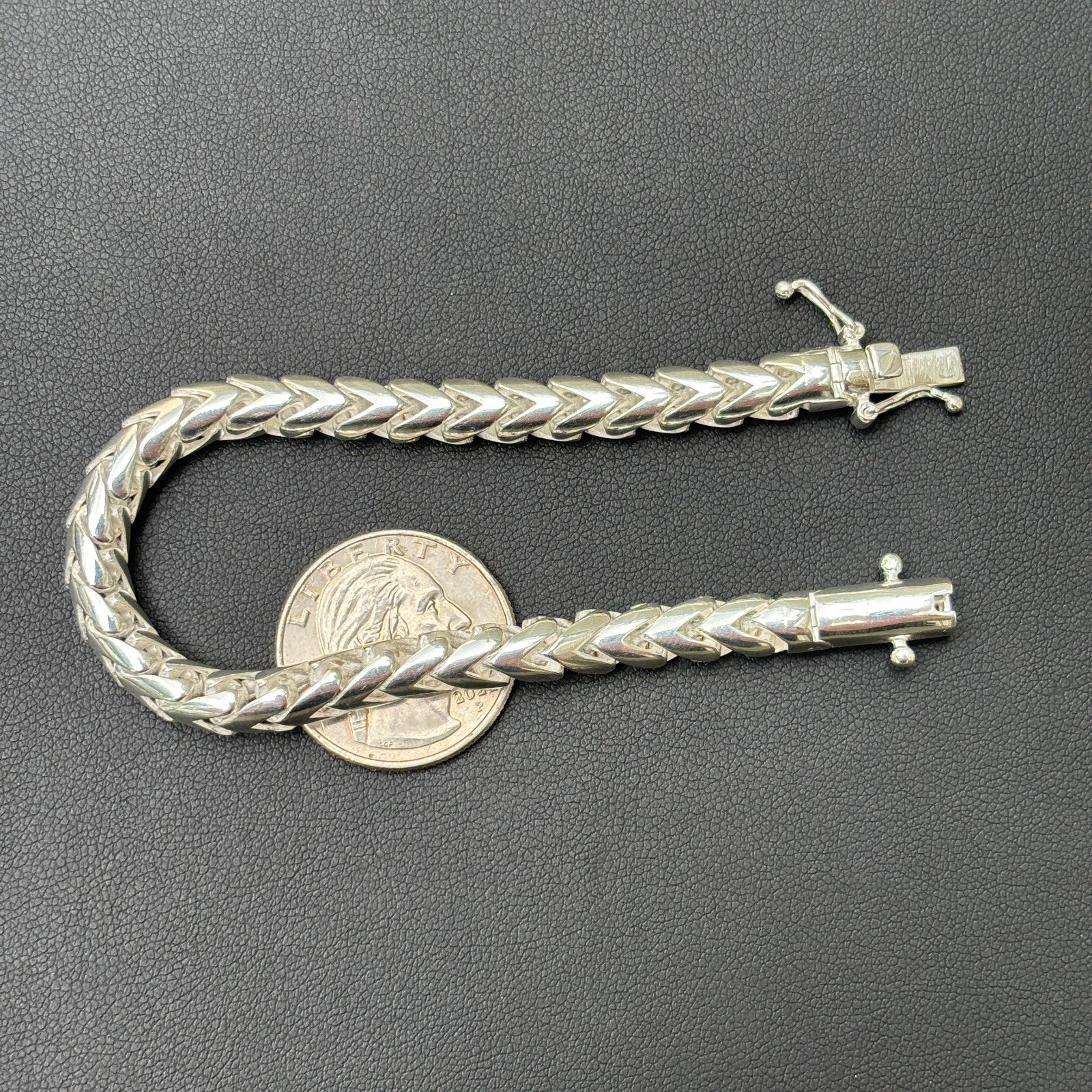 925 Sterling Silver 6mm Rounded Franco Bracelet W. Box Clasp