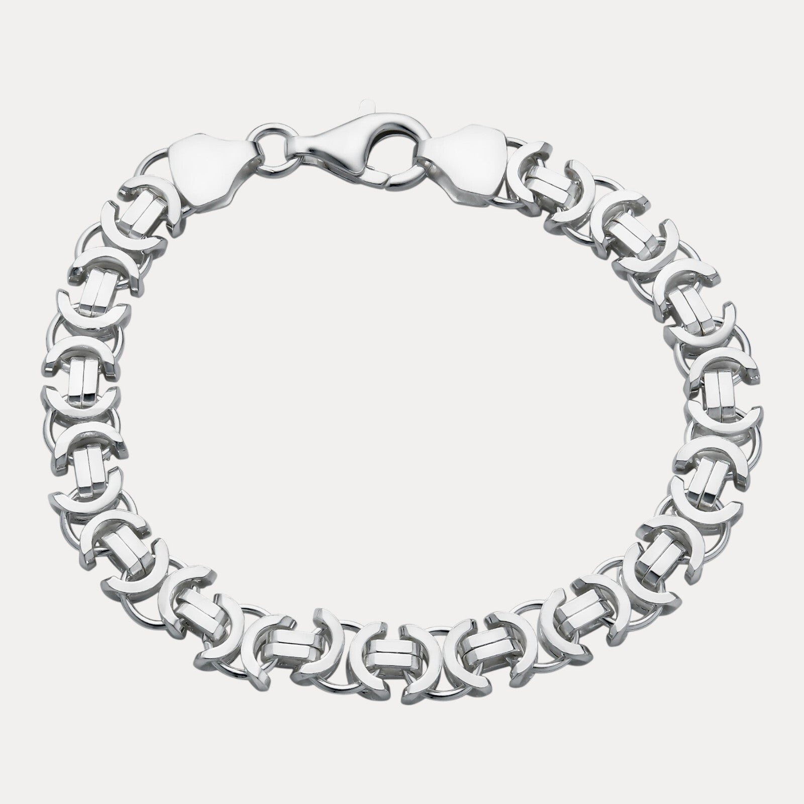 925 Sterling Silver 8mm Flat Byzantine Bracelet