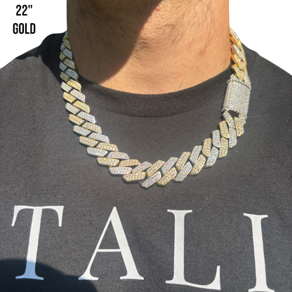 925 Sterling Silver 20mm Moissanite Miami Cuban Prong Chain Necklace