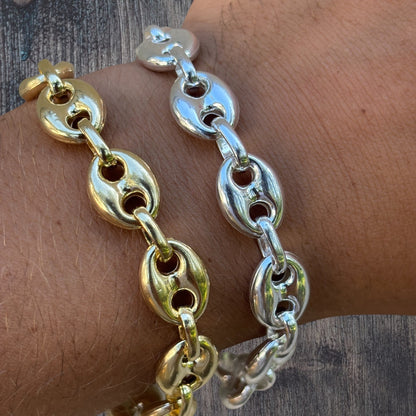 925 Sterling Silver 12mm Puffed Gucci Bracelet