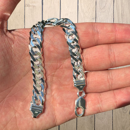 925 Sterling Silver 12mm Double Curb Bracelet