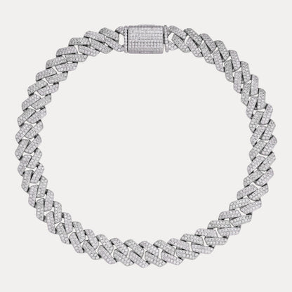 925 Sterling Silver 8mm Moissanite Cuban Prong Bracelet